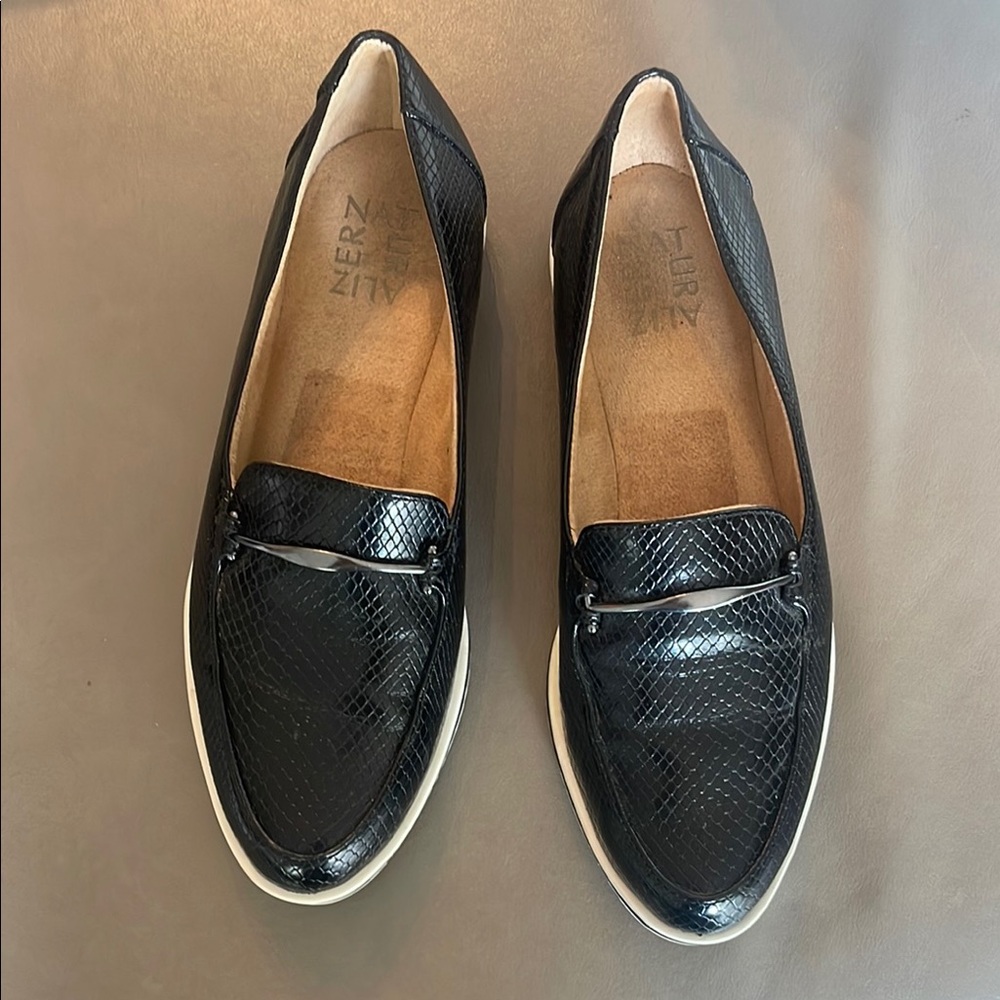 Black Textured Loafers